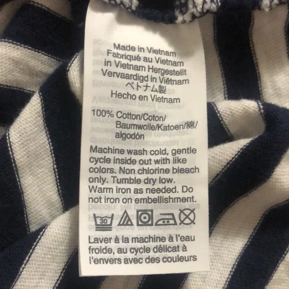 J. Crew Collector Tees navy and white stripe t-shirt pink flamingo, Large - Picture 8 of 9